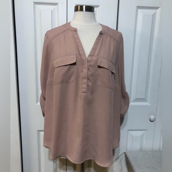 torrid Harper Georgette Pullover 3/4 Sleeve Pink Sheer Blouse with buttons - Picture 1 of 9